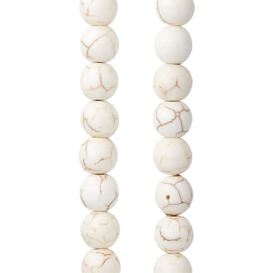 White Crackle Dyed Howlite Round Beads, 8mm by Bead Landing™